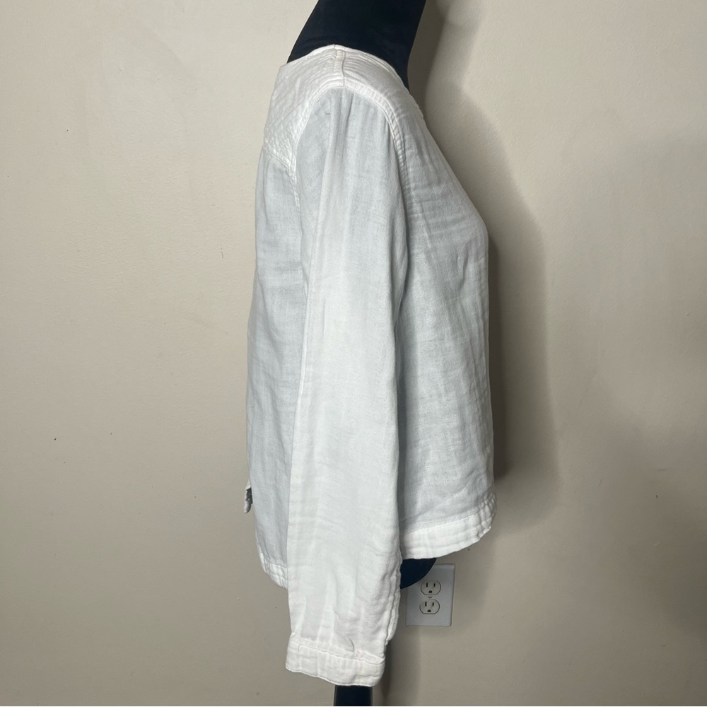 Cloth & Stone Anthropologie Women’s White Cotton Gauzy Back Button‎ Top Sz M - Picture 3 of 9